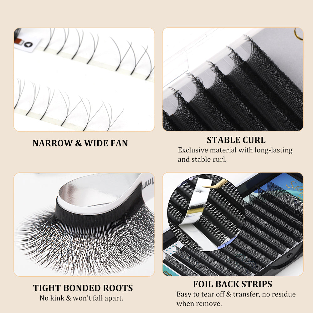 Narrow W Lashes|Clover Lashes|Eyelash Extension – speyelashes