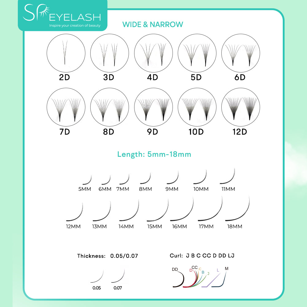 Promade Cils en Fan Base Pointue 6D